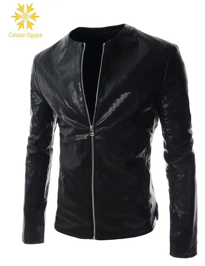 

Rtro Men's Spring Straight Leather Jacket Men O neck Zippers Coat Male Motorcycle Jackets Coats COML64 H Blouson Moto Homme
