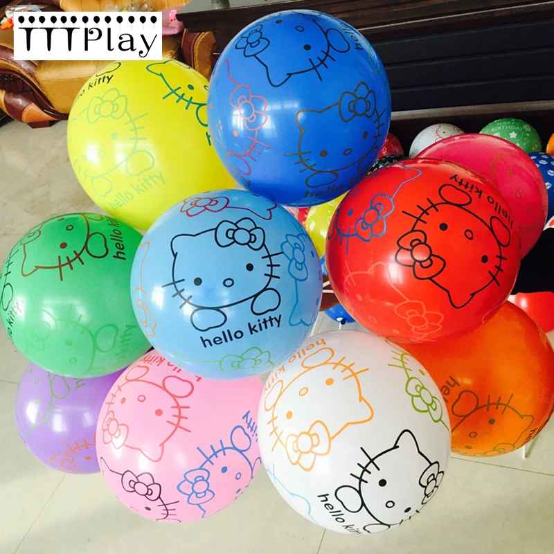 

10PCS 12inch Printed Hello kitty Latex Balloons Inflatable Helium Air Balls Happy Birthday Party Balloons Wedding Decor Supplies