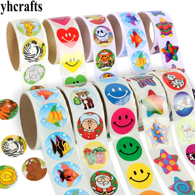 

1 Roll(100PCS)/LOT.Dinosaur paper sticker Kid diy toy Scrapbooking kit Craft material Kindergarten crafts Birthday gift 20design