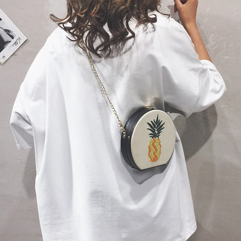 

Round Circular Summer Beach Pineapple Straw Bag Shoulder Bag Crossbody Bags for Women Rattan Bags for Women 2019 Handbag Female
