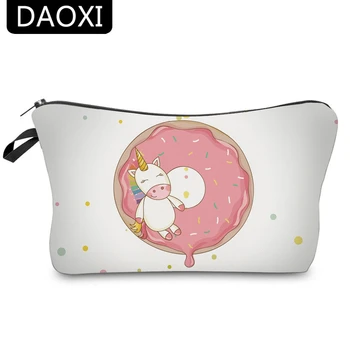 

DAOXI 3D Printed Cosmetic Bags Unicorn and Donuts Cute Gift for Women Necessaries for Travel Storage Makeup 10060
