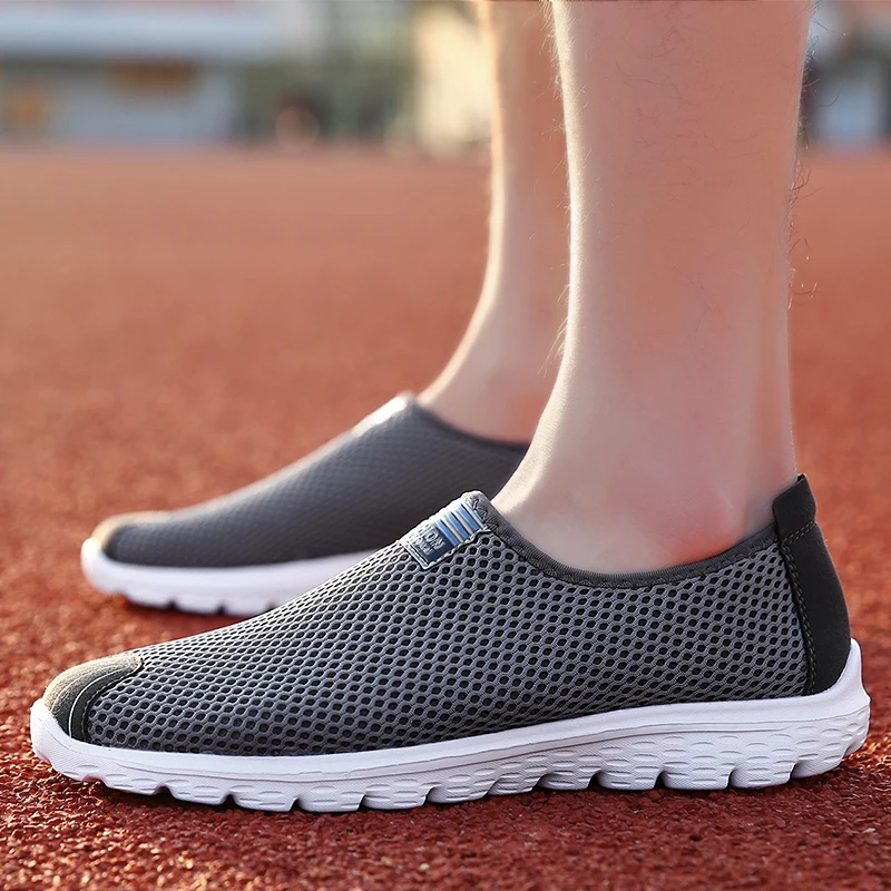 Men's Summer Shoes Slip on Mesh Breathable Shoes Solid Anti slip Casual ...