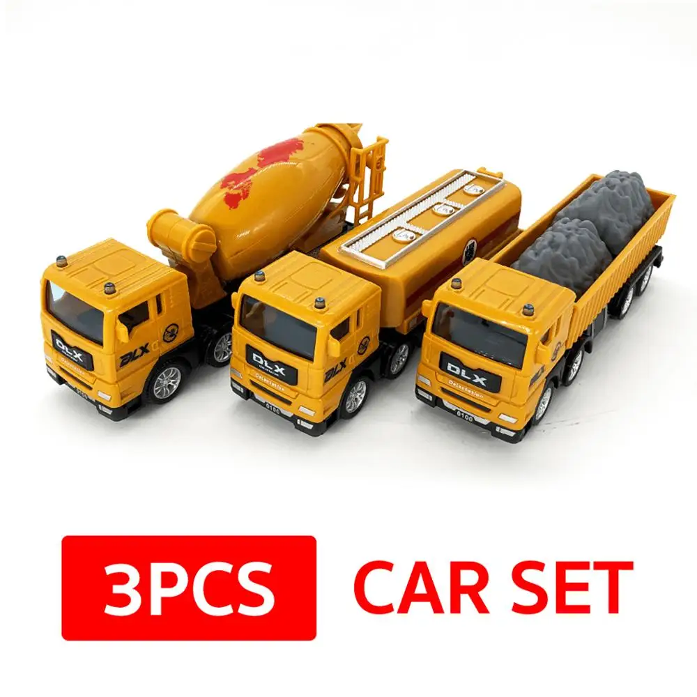 

3pcs/set Diecast Engineering Vehicles 1:55 Construction Dump Truck Mixer Truck Tanker Car Set Toys For Boys High Simulation