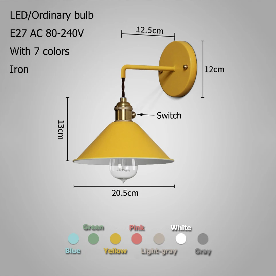 Kaufen Moderne einfache eisen wand lampe land home deco wand licht LED mit 7 farben für schlafzimmer wohnzimmer restaurant cafe shop gang