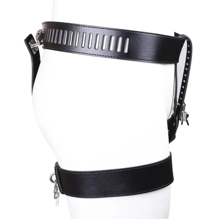 Leather Adjustable Female Chastity Belt,Strap-in Cover Crotch Area Belt, Women's Thong Harness System