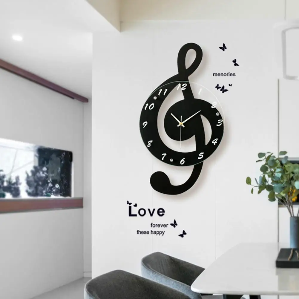 New 3D G-Clef Music Note Wall Clock Modern Minimalist Wall Clock Quartz Movement for Bedroom Living Room Personality Decoration 4