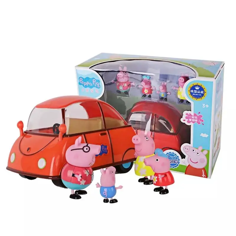 Оригинальной коробке! Подлинный Peppa pig счастливый семейный автомобиль игровой домик Экшн фигурки горка качели изменение цвета медведь спортивный автомобиль детская игрушка - Цвет: family car with box