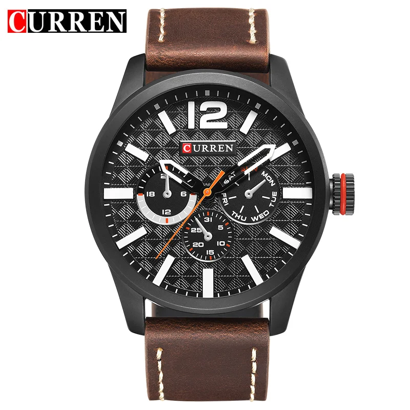 

New Curren Mens Watches Top Brand Luxury Leather Quartz Watch Men Wristwatch Fashion Casual Sport Clock Watch Relogio Dropship