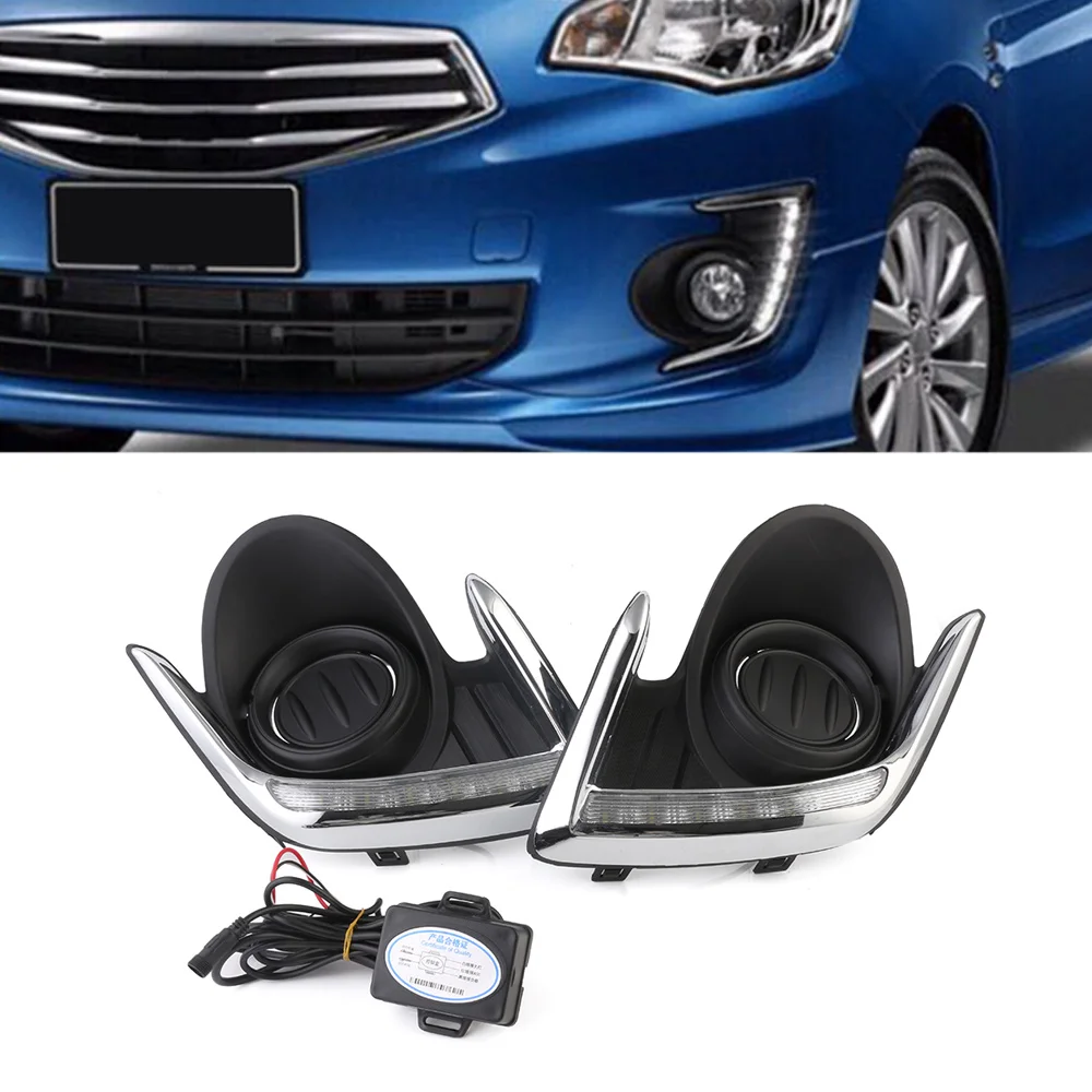2 White LED Daytime Day Fog Lights DRL Run lamp For Mitsubishi attrage 2012 2015 2 White LED Daytime Day Fog Lights DRL Run lamp For Mitsubishi attrage 2012 2015