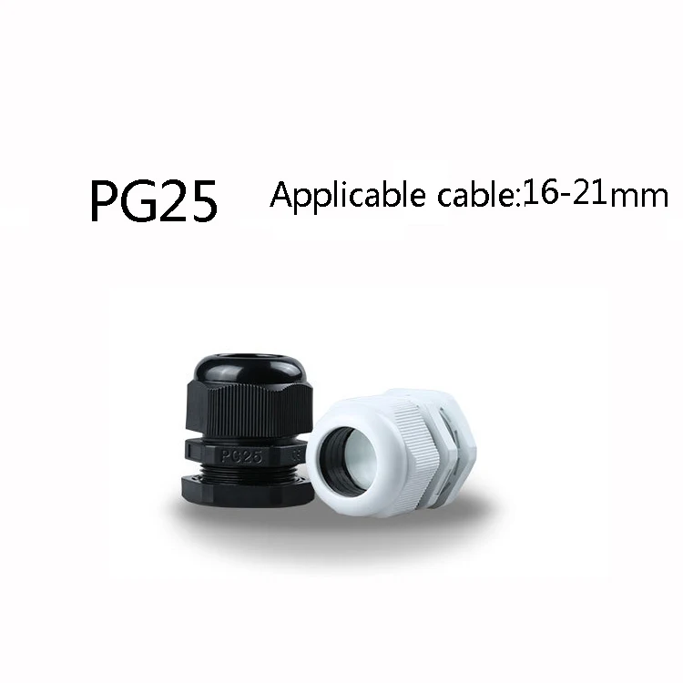 10 шт./лот PG25 черный/белый Пластик нейлоновые Водонепроницаемые кабельные сальники суставов IP68 кабельный разъем для 16-21 мм кабель