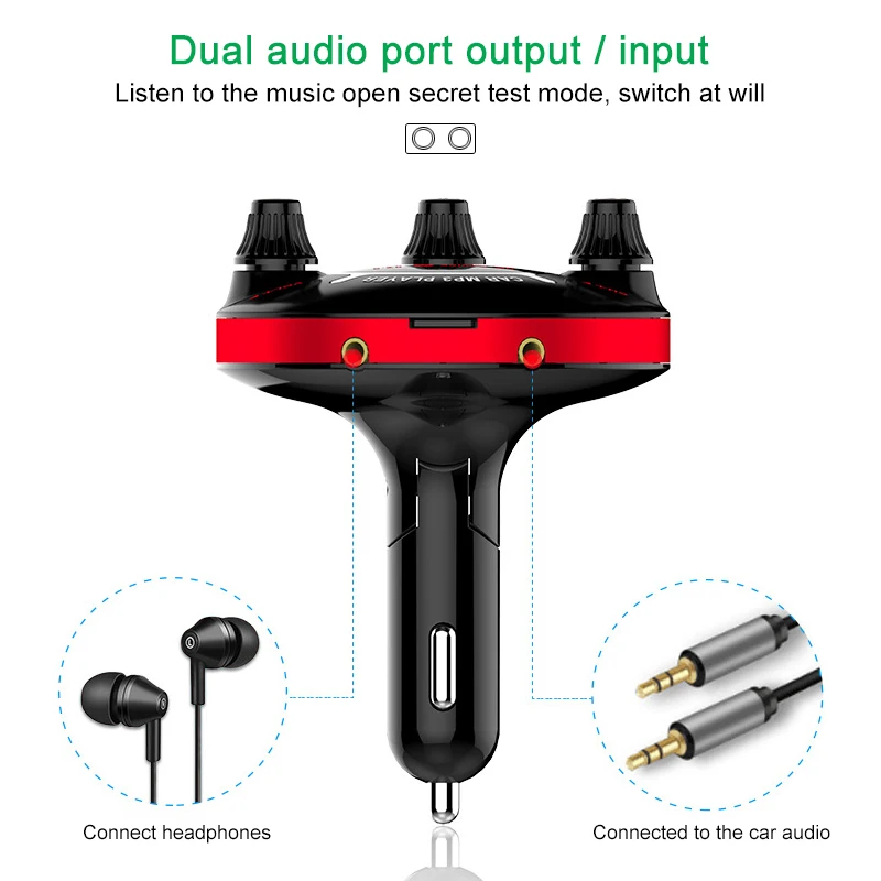 Fm-передатчик Aux модулятор Bluetooth громкой связи автомобильный комплект автомобильный аудио mp3-плеер с 2.1A Быстрая зарядка двойной зарядное устройство usb