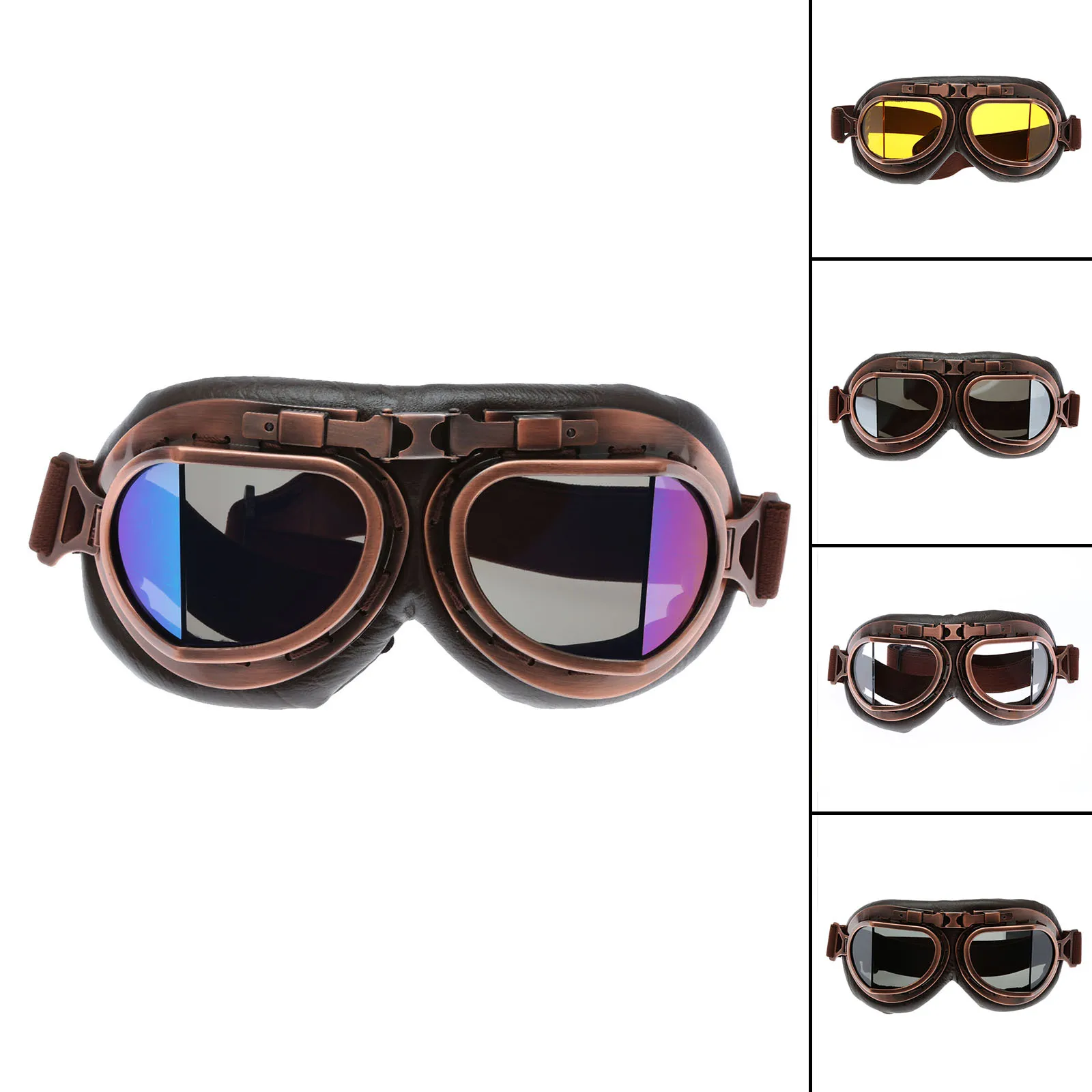 Motorcycle Goggles Glasses Vintage Motocross Classic Goggles Retro Aviator Pilot Cruiser Steampunk ATV Bike UV Protection