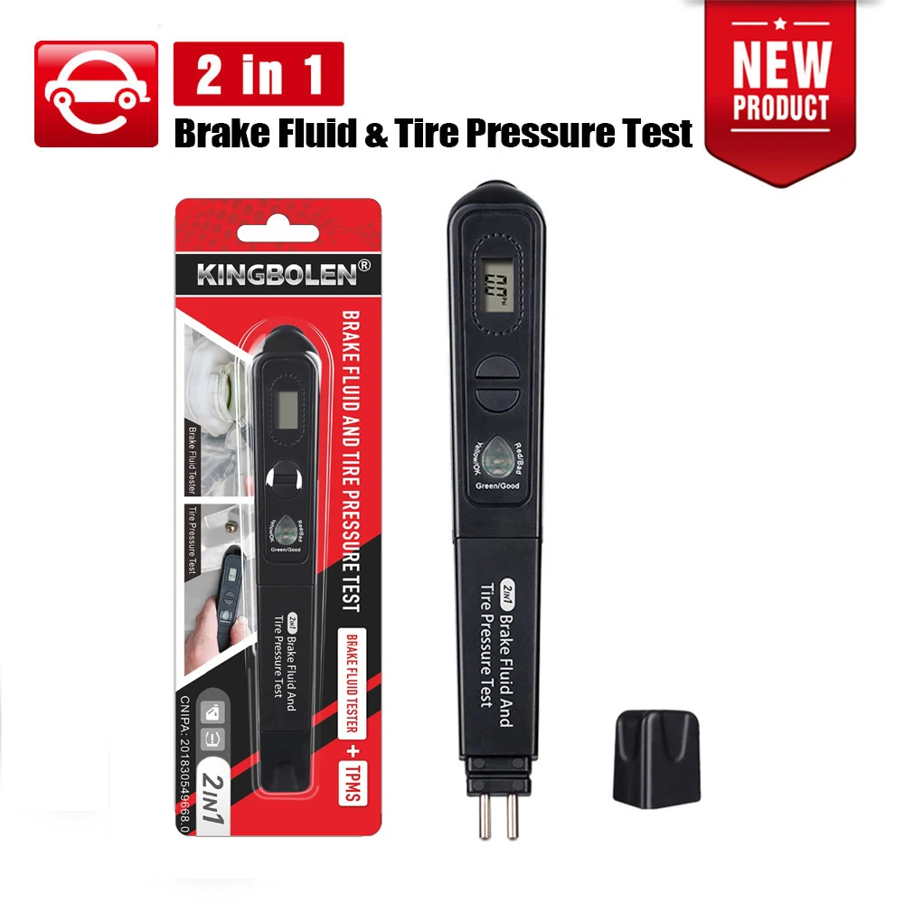 2in1 Brake Fluid Liquid Tester Pen and Tire pressure tester LED