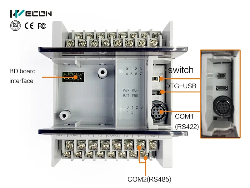 Wecon 14 I/O лучший и Дешевый plc с бесплатным программированием sofware