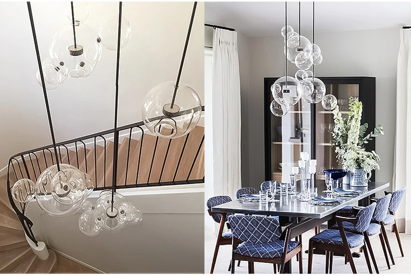 Clear Glass Ball Living Room Chandeliers Art Deco Bubble Lamp Shades Chandelier Modern Indoor Lighting Restaurant Chandeliers