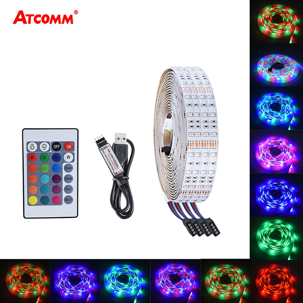 

RGB LED Strip Light USB 5V 1m-5m 2835 SMD LED Diode Tape Ribbon TV HDTV Backlight PC Screen Keyboard Lighting