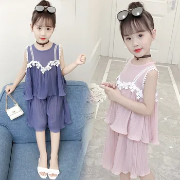 

kids summer clothes summer girl set 2018 children top+pants 2 pcs 12 years old