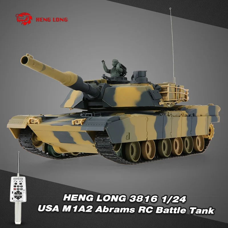 HENG LONG 3816 1/24 США M1A2 Abrams Airsoft Боевой танковая RC Танк с программирования Функция 320