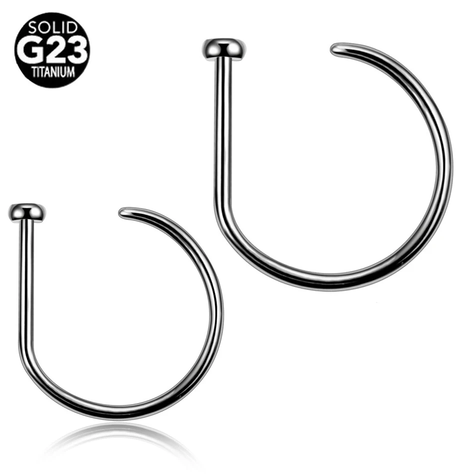 New Arrival 1PC G23 Titanium 20G D Shape Nose Hoop Nose Stud Piercings
