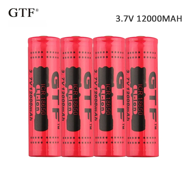 

4pcs 3.7V 12000mah 18650 Battery LED Flashlight Torch Batteries Li-ion Rechargeable Batteries Portable LED powerbank celular