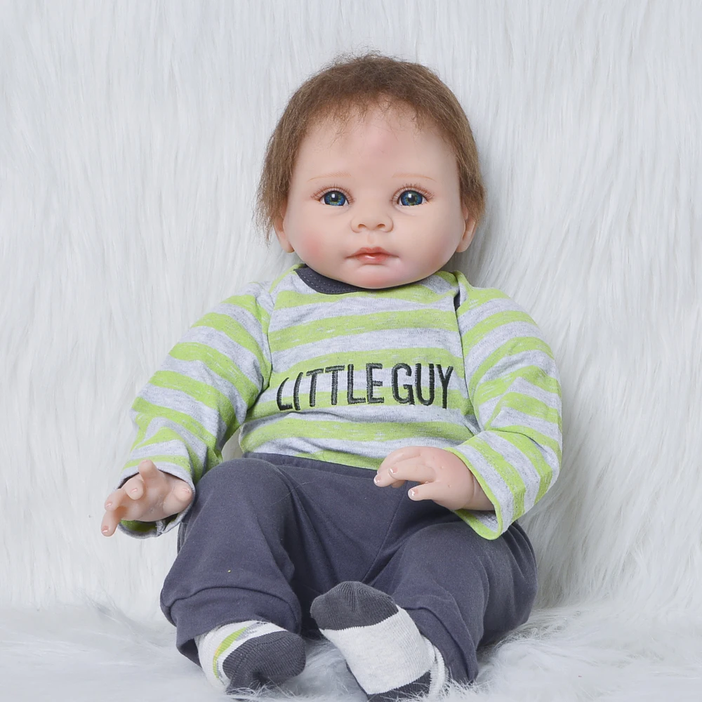 Hot Sale 22'' Silicone Vinyl Boneca Reborn Realista Newborn Dolls With Cotton Body For Boy Real Toys Birthday Gifts Playmates