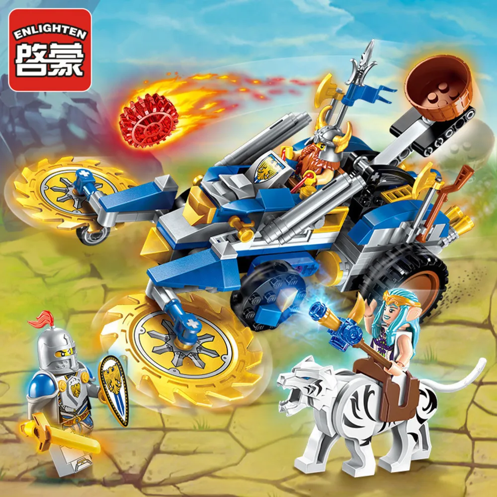 Просвещения Building Block войны of Glory замок рыцарей гномов колесница 3 фигурки 243 шт.