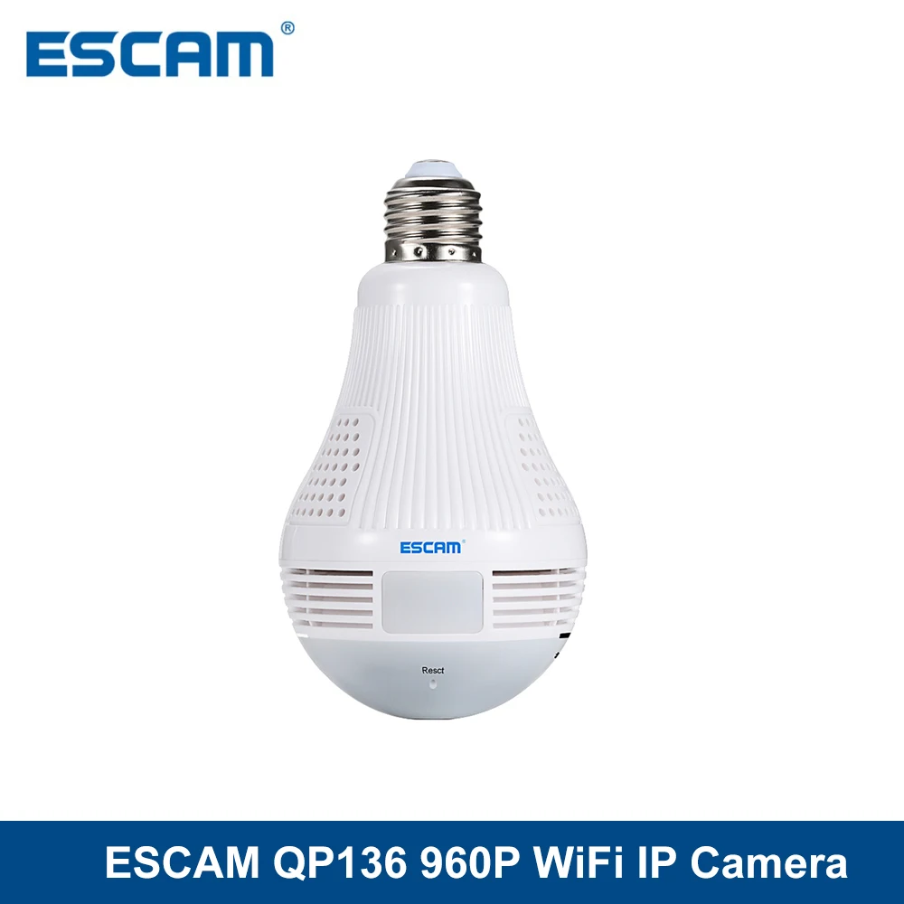 ESCAM QP136 960P WiFi IP лампа камера 360 градусов панорамный H.264 инфракрасный Крытый пульт дистанционного управления Обнаружение движения