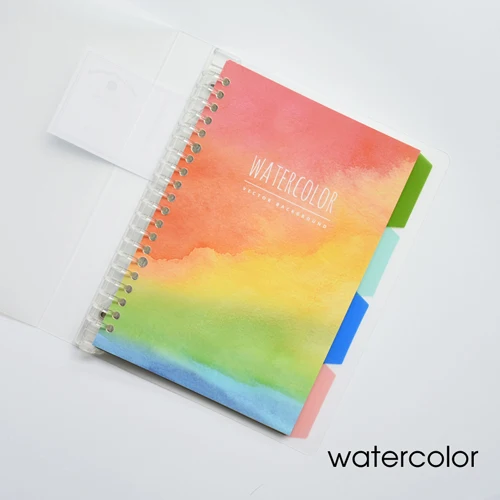 MaoTu матовый пластик А5 спираль журнал тетрадь для студентов кольцо Биндер катушки дневник рулон бумага офисные школьные принадлежности - Цвет: Watercolor