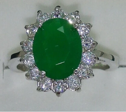 

Hot sell filled Jade wedding Engagement princess Ring 6-9 >Bridal jewelry free shipping