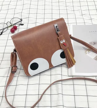 

by dhl or ems 100pcs Women's Mini Shoulder Bags Cute Cartoon Big Eye Tassel Crossbody Bag For Girls PU Leather Messenger Bag