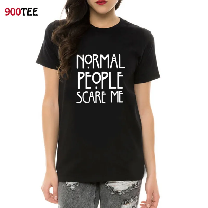 Women Maroon T-shirt Cotton Normal People Scare Me Printed Funny Tshirt Women Short Sleeve Summer Tumblr Tops Camisetas Mujer