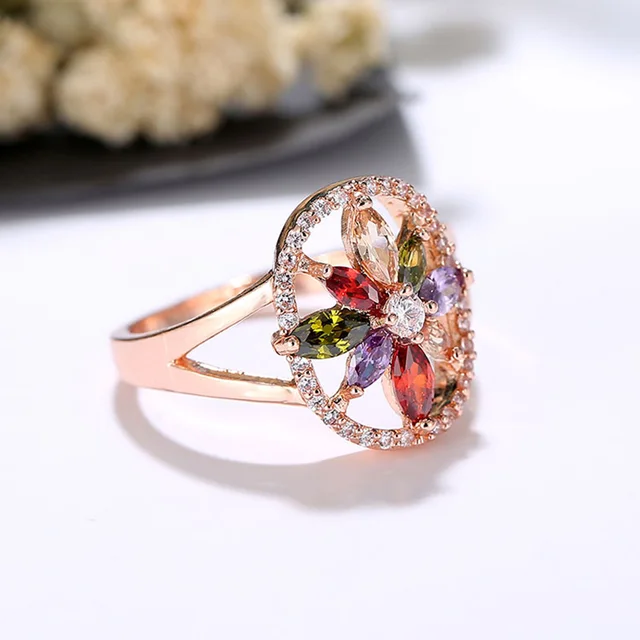Купить fym модное красочное ожерелье + кольца в форме полых цветов картинки