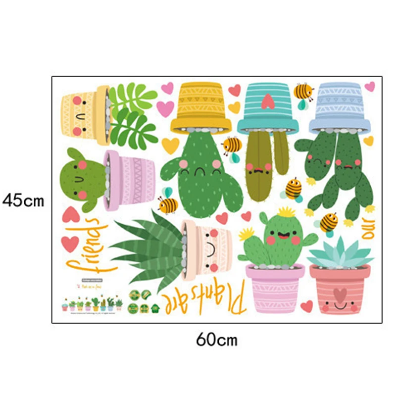 JX-LCLYL DIY Pot Culture Vinyl Wall Sticker Window Decals Pot Flower Cactus Decor