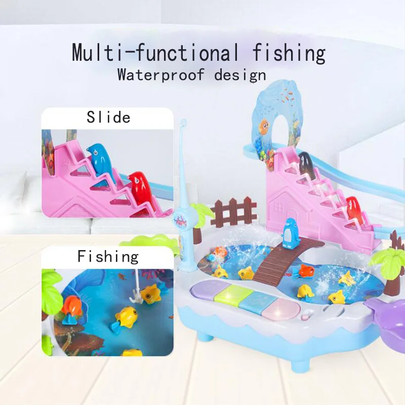 remarkable  Electric magnetic fishing toy 3-6 years old penguin climb stairs music light play interactive educa