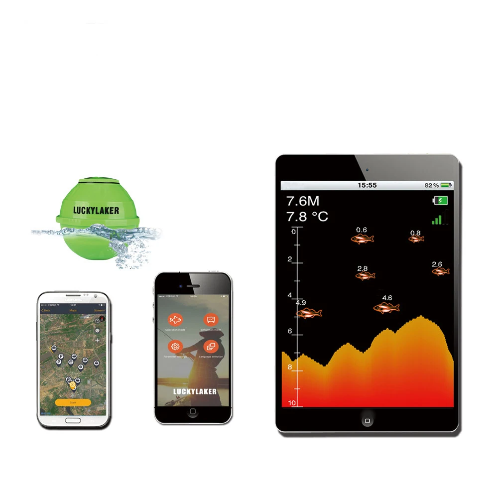 محظوظ FF916 اللاسلكية WIFI صياد السمك أعمق صدى أسلم 50 M/130ft البحر إنذار عمق ل IOS فون الروبوت