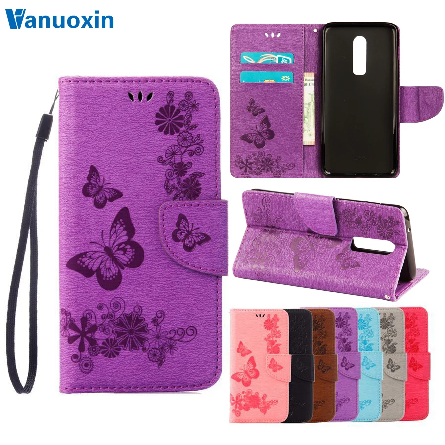 

Leather Case Fundas Oneplus 6 case One plus 6 case cover 1+6 case capa oneplus6 Butterfly Flip wallet Phone Bag
