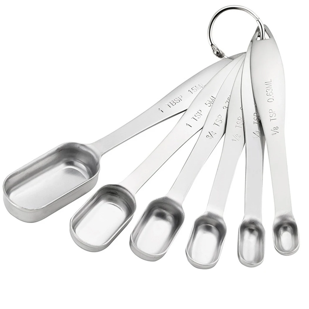 6pcs Set Narrow Stainless Steel Spice Measuring Spoons DIY Kitchen