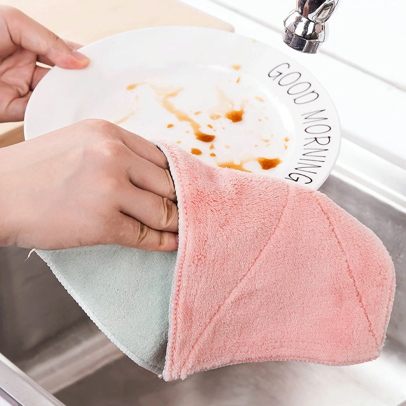 Шт. 4 шт. салфетка для посуды двухсторонняя микрофибра впитывающие домашние кухонные полотенца вытирающие пыль Тряпки чистые