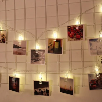 

1.5M 10 LED Garland Card Photo Clip Led String Fairy Lights Battery Operated Christmas Garlands Wedding Valentines Decoration