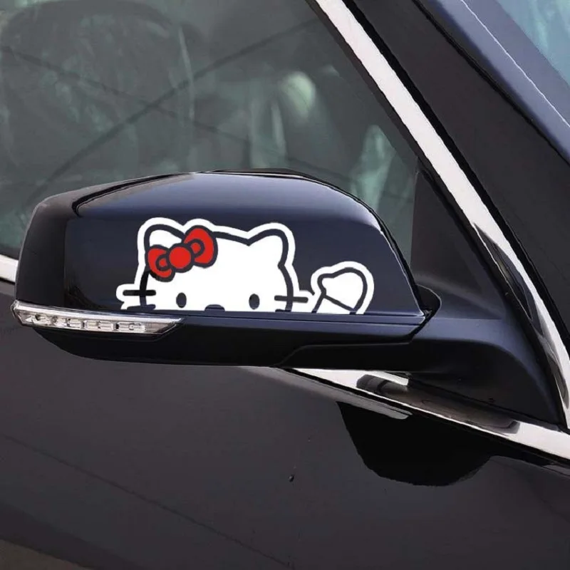 

Funny new car sticker Hello Kitty cute for window Decal car and Motorcycle Decorative Car Decoration