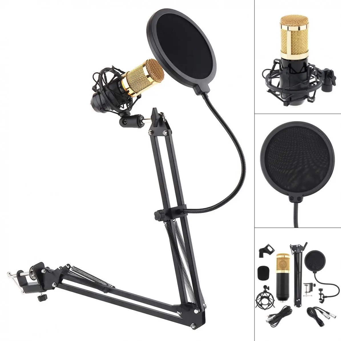 BM 800 Karaoke Professional Wired Condenser Microphone with Stand Arm and Pop Filter for Computer / Studio Live | Электроника