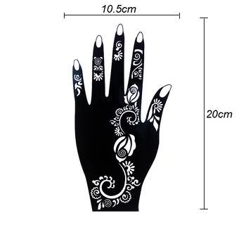 6pcs Set Mehndi Black Henna Tattoo Temporary Templates Glitter Airbrush Tattoo Stencil for Hand Finger