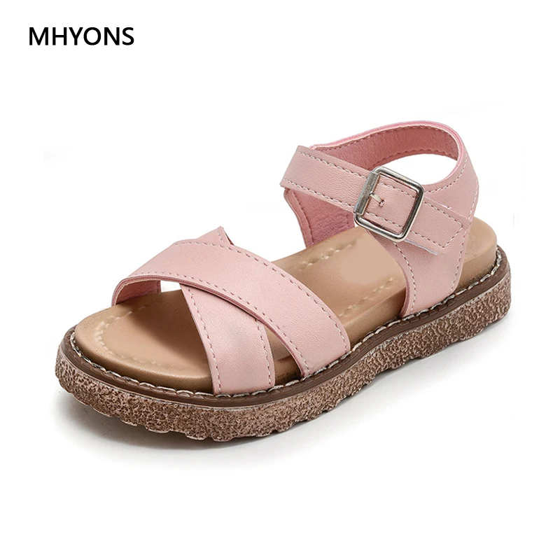 MHYONS Girls Summer Sandals students Shoes For Children PU Beach School