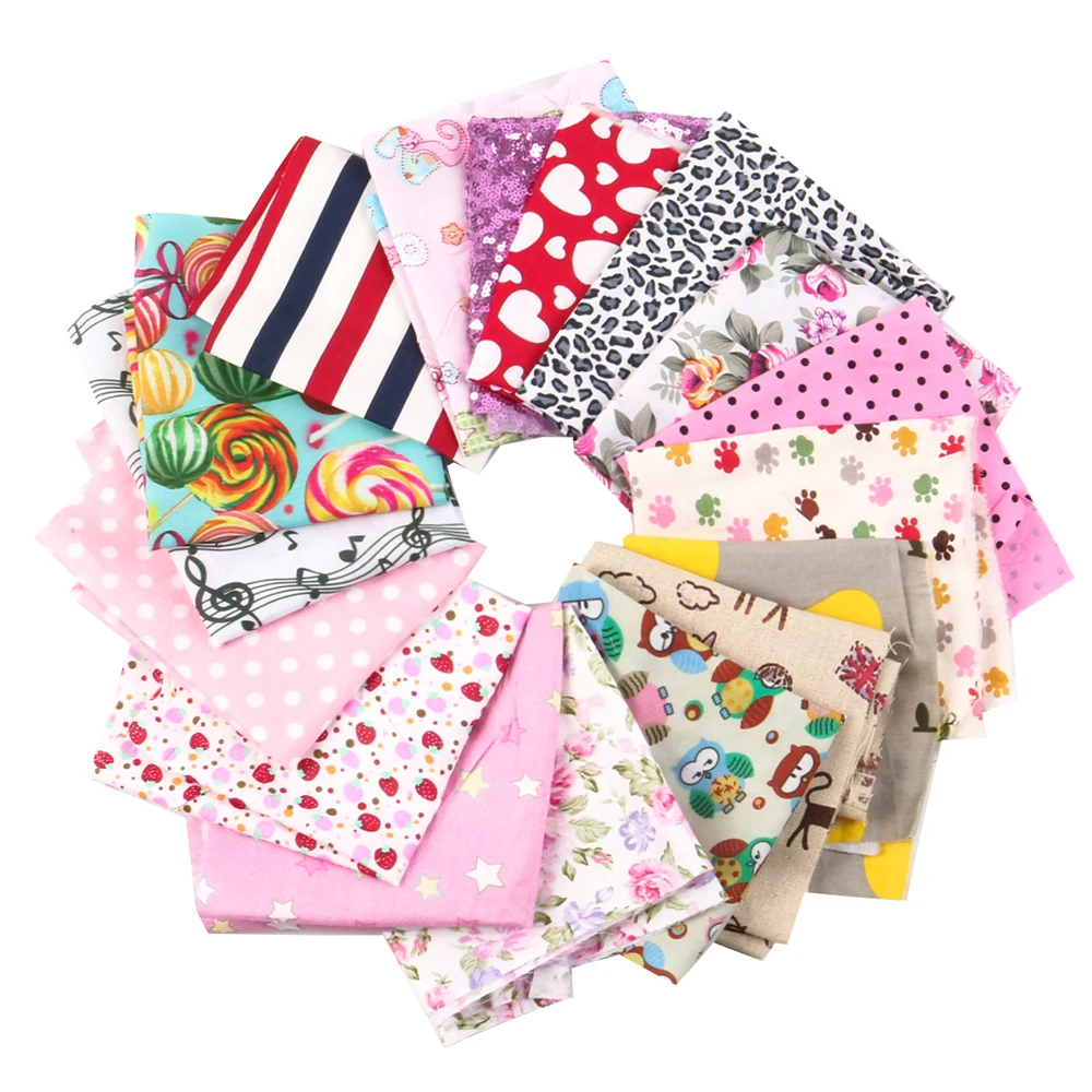 

david angie Low Price 20pcs/pack 25*25cm Random Pattern Polyester Cotton Fabric DIY Home Textile Sewing ,c6138