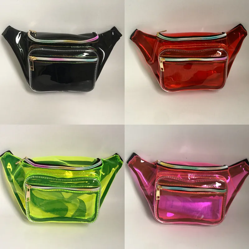 

purse waist bag large shoulder bag hologram fanny pack Transparent belt bag sac banane Reflective heuptas money belt waist pack