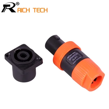 

10 sets Speaker 4Pin Plug Speaker Cable Connectors 4 Pole Plug Male Audio Speaker PLUG + Powercon 4 Pin Female Jack socket panel
