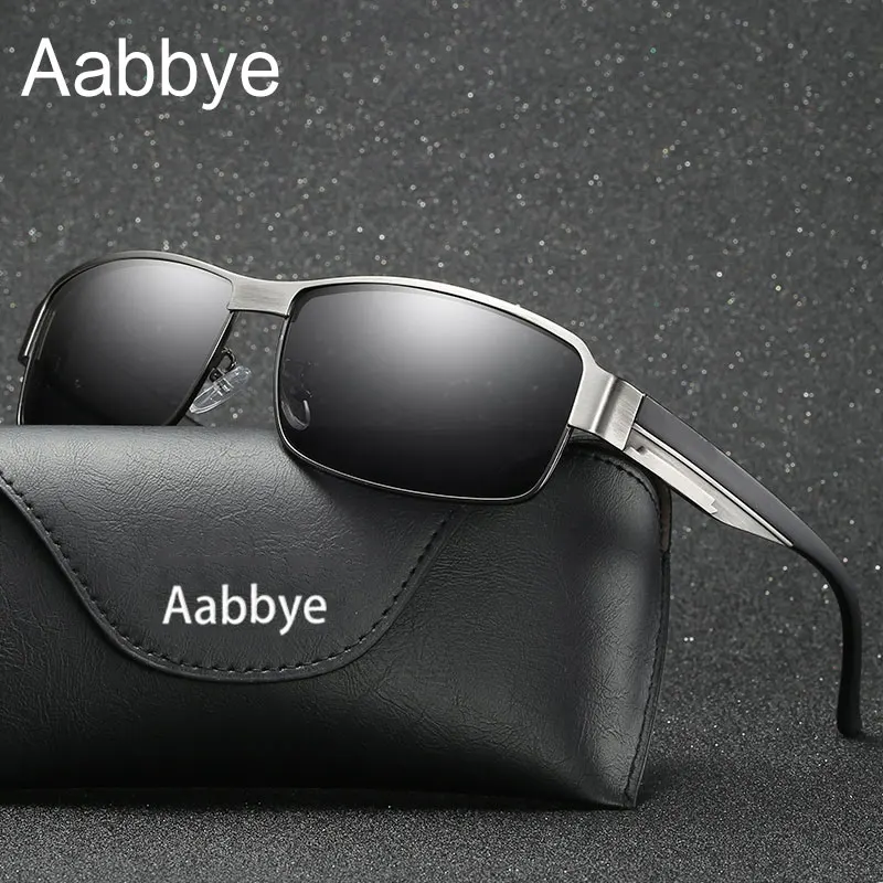 

Aabbye Polarized Sunglasses Men Driving Metal Frame Sun Glasses Car Driver Anti-glare Glasses