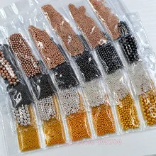 1 упаковка, Микс, 6 размеров, 0,8-3 мм, черный, золотой, серебряный, розовый, металлический бисер, шар, сплав для дизайна ногтей, драгоценные камни, украшения, маникюр, сделай сам, советы
