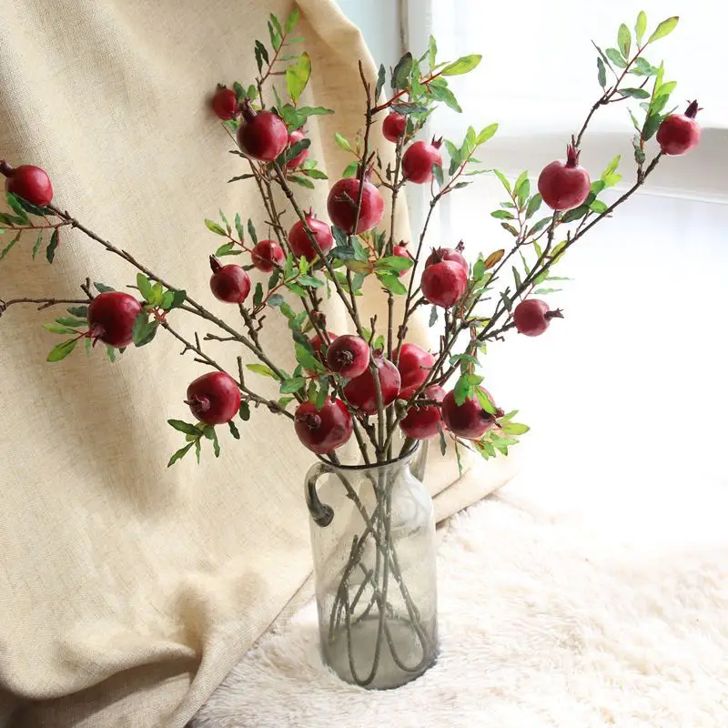 5 Heads Artificial Pomegranate Plastic Fruit Branch Artificial Green Plant Flowers for Wedding Home Garden Decoration Fake Plant 5 Heads Artificial Pomegranate Plastic Fruit Branch Artificial Green Plant Flowers for Wedding Home Garden Decoration Fake Plant