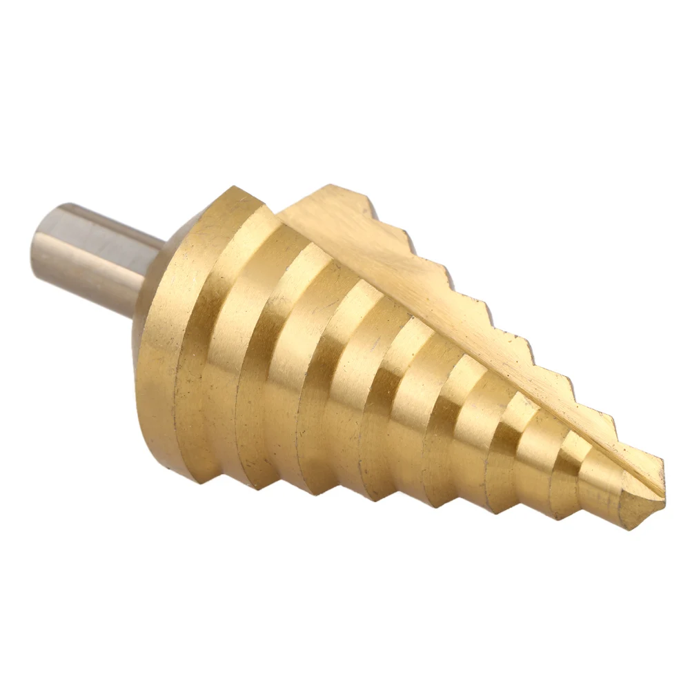 10-45mm drill bits Titanium Plated HSS Straight Flute Step Drill bit metal Pagoda drill bit set Essential Hole Cutting wood tool 10-45mm drill bits Titanium Plated HSS Straight Flute Step Drill bit metal Pagoda drill bit set Essential Hole Cutting wood tool